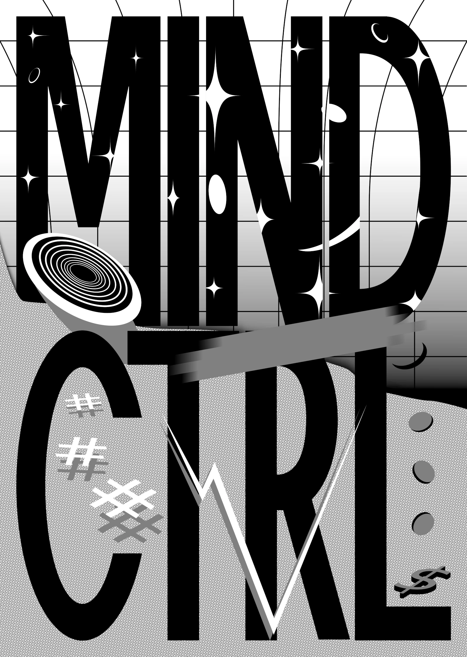 Mind Ctrl, affiche vectorielle au format A2 42x59,4 cm imprimée en dos bleu